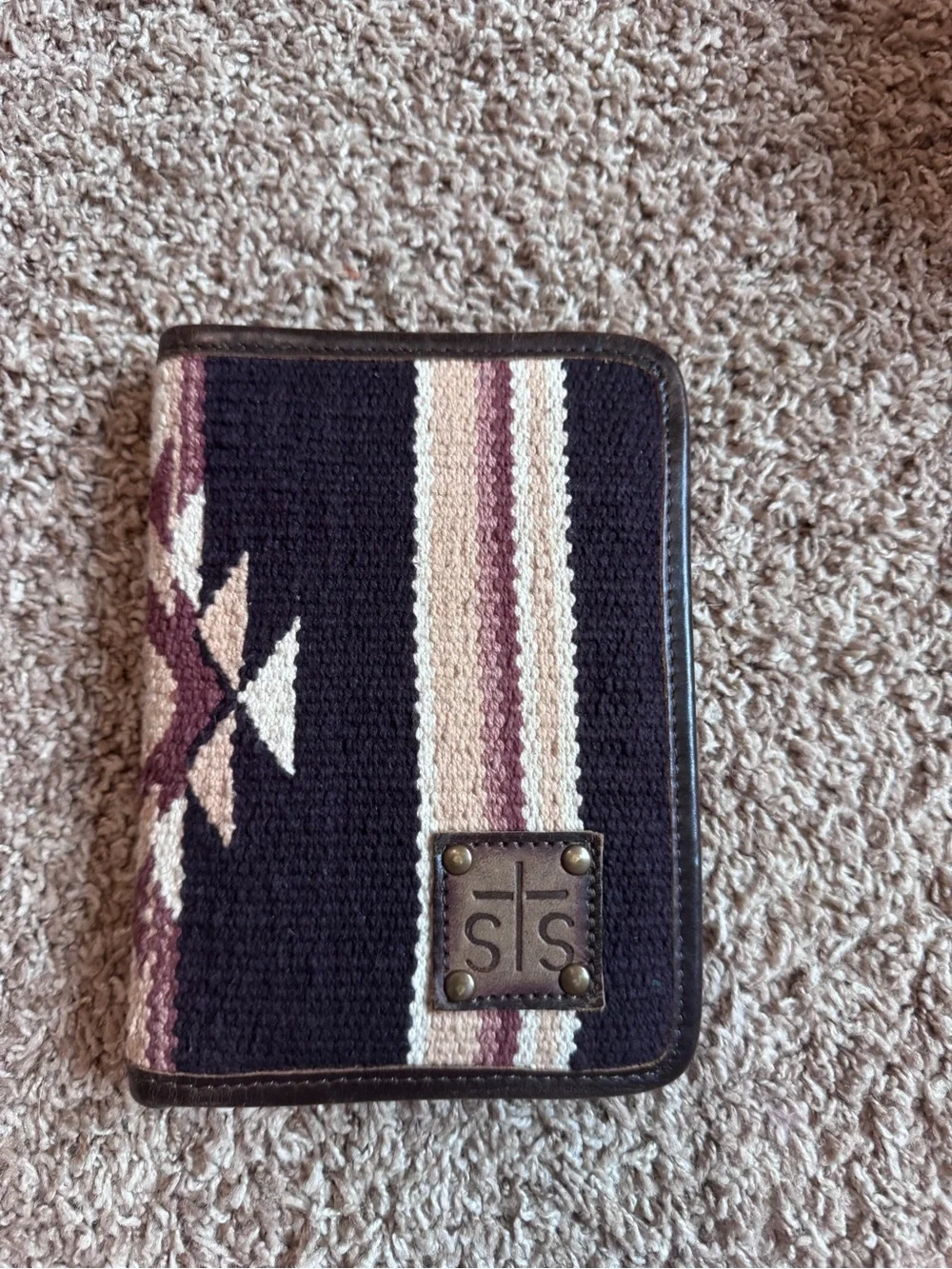 STS Ranchwear Navy and Mauve Southwestern Zip Wallet